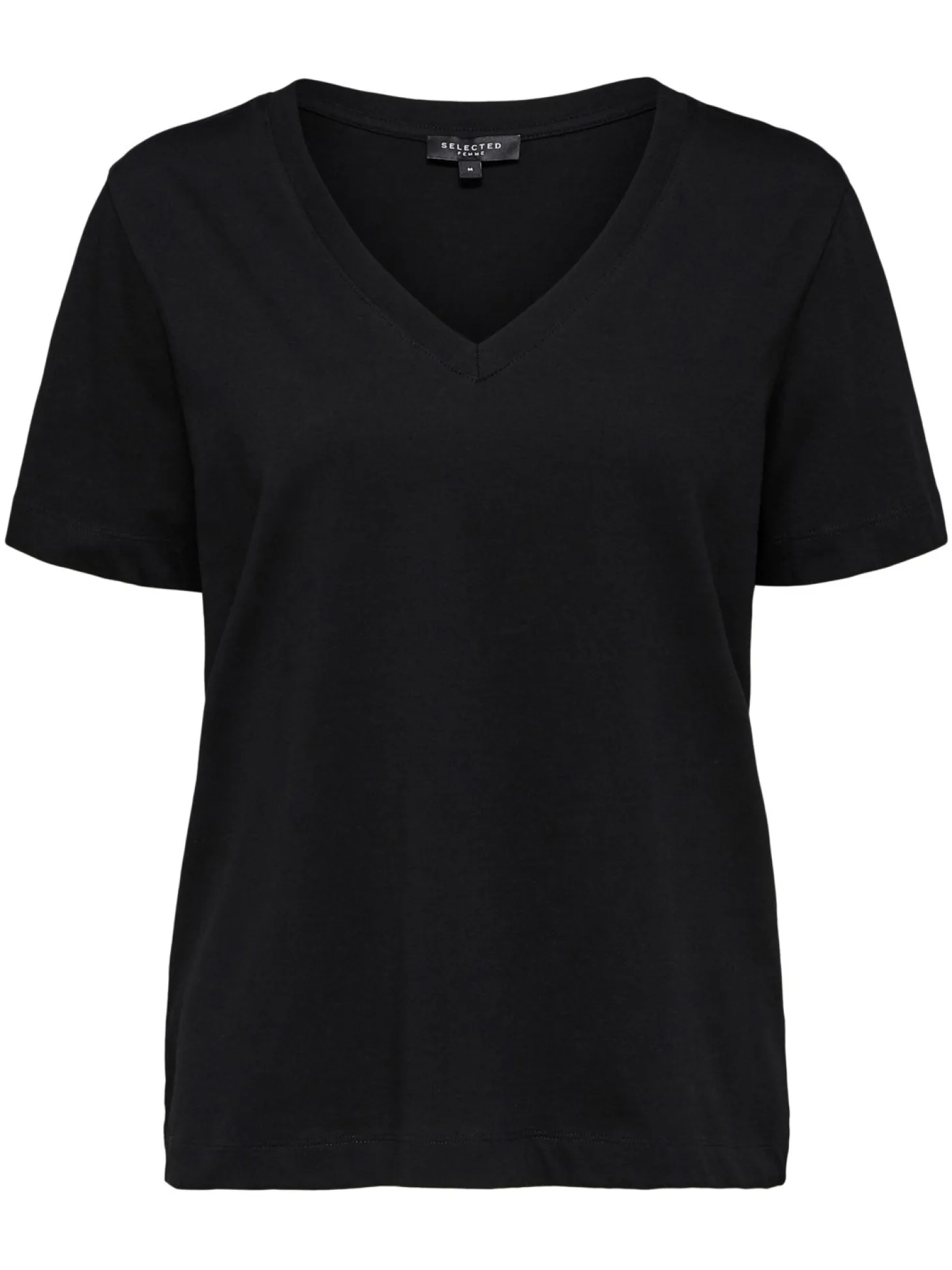 Selected Basic T-Shirt Met V-Hals Standard Black Best