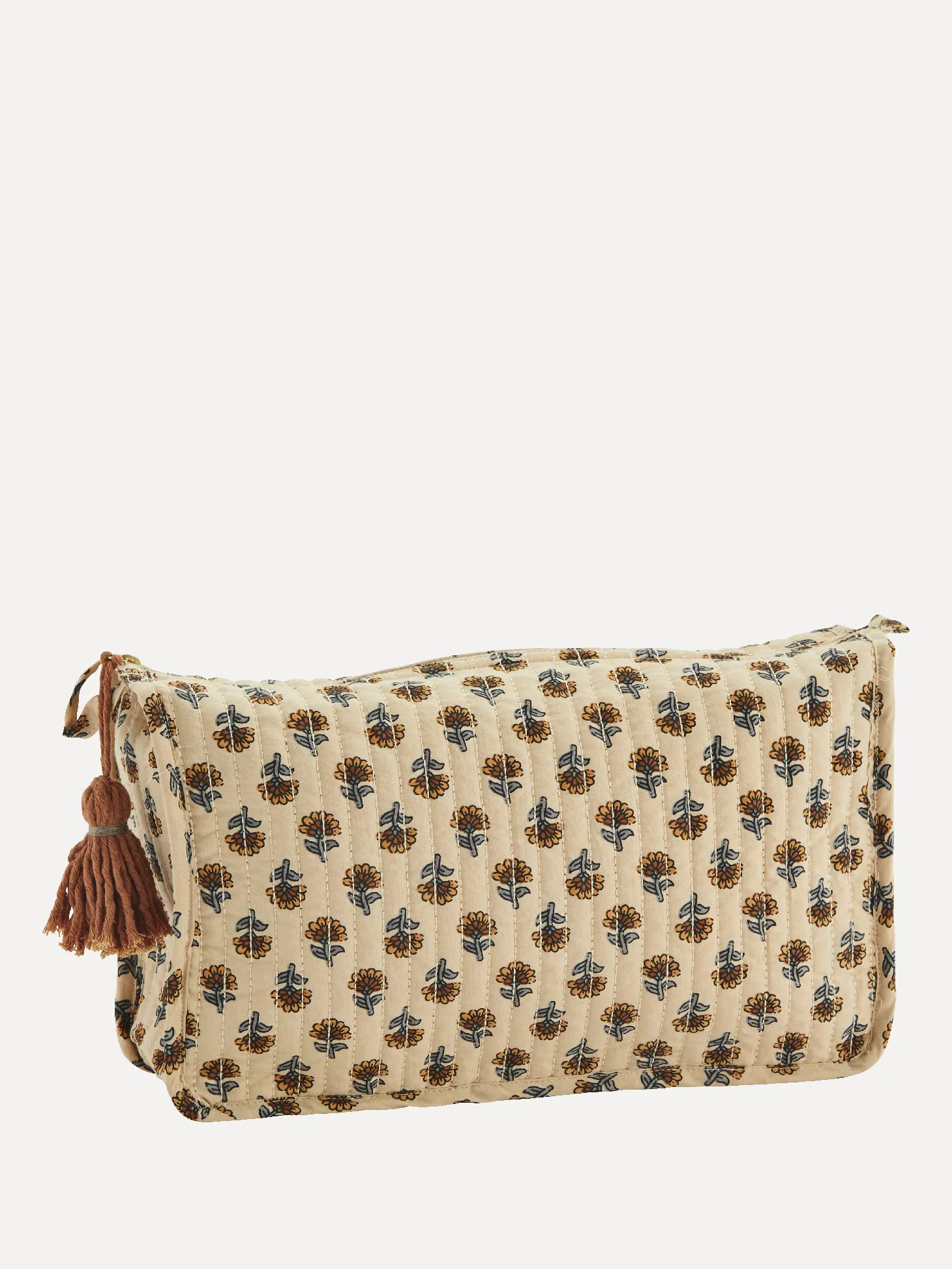 Madam Stoltz Bedrukte Toilettas Met Kwastje Nude/Peach/Grey/Burnt Orange Sale