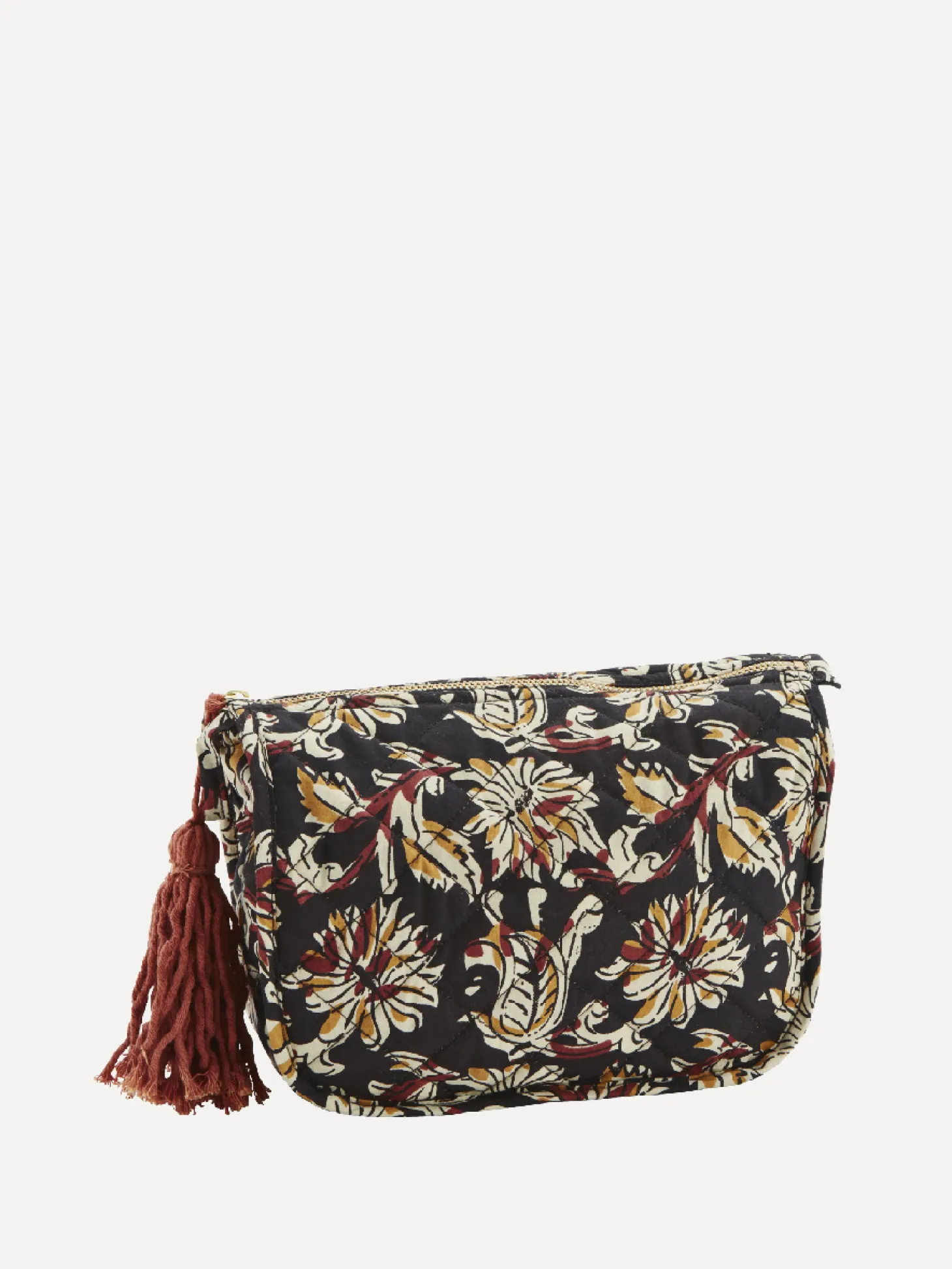 Madam Stoltz Bedrukte Toilettas Met Kwastje Black/Off White/Red/Mustard Online