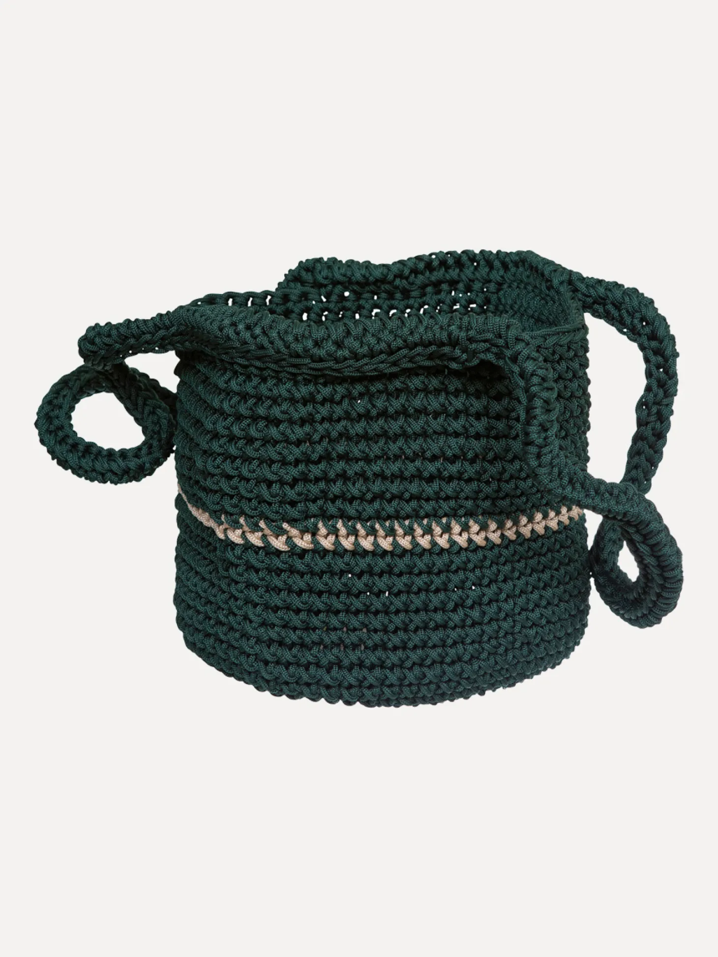 Les Soeurs Crochet Shopper Elani Bottle Green/Beige Outlet