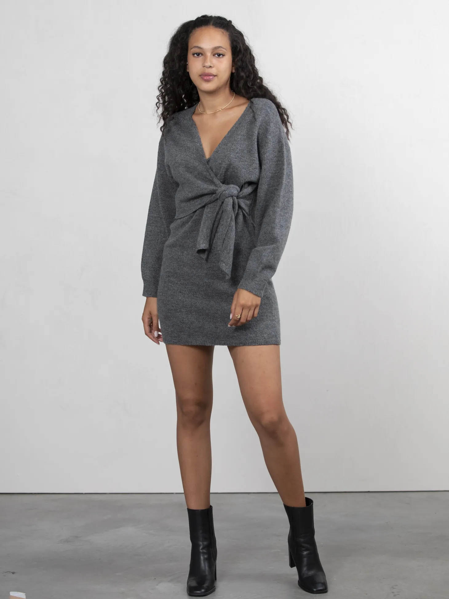 Edited Gebreide Jurk Loran Grey Melange Best Sale