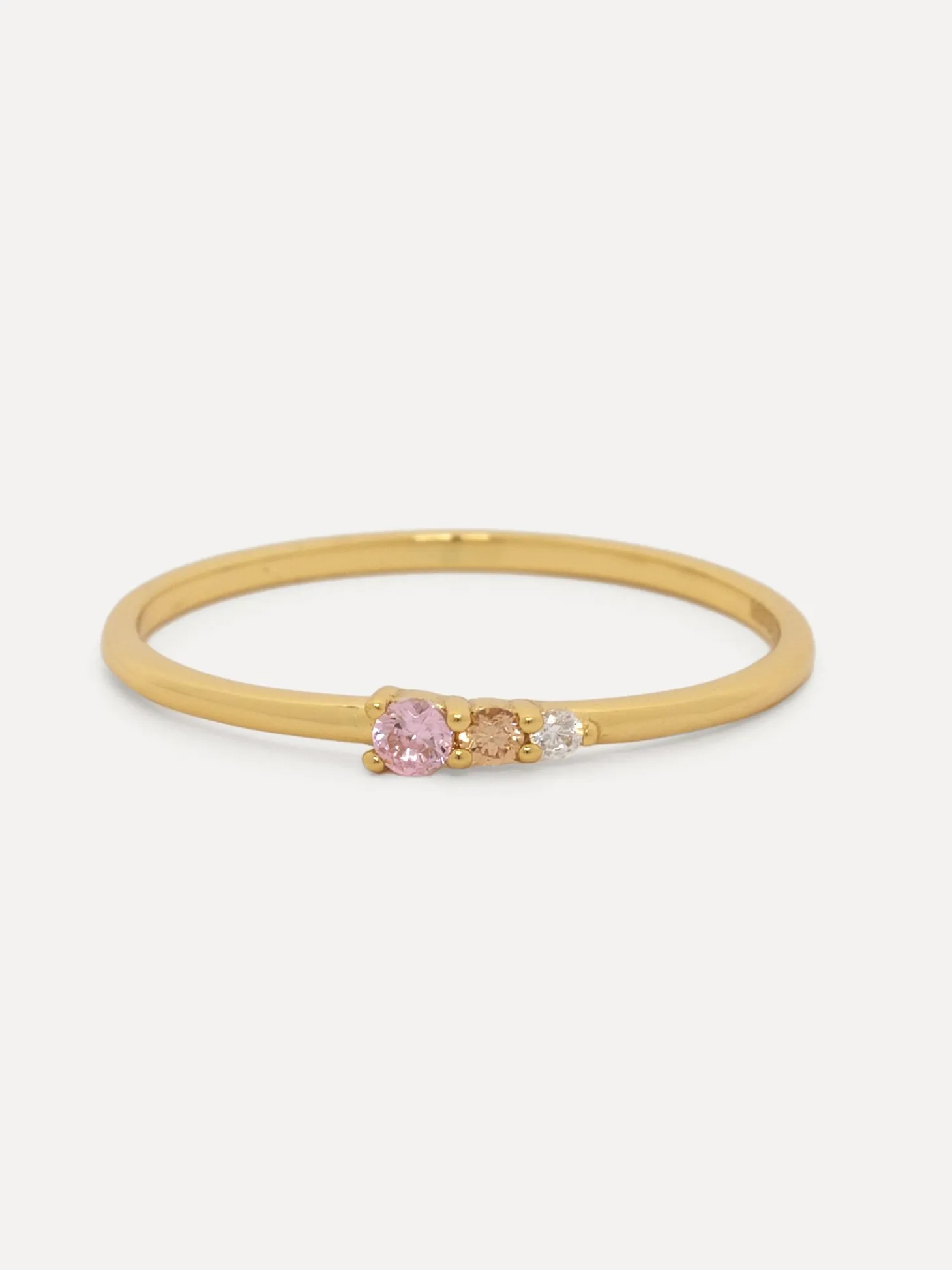 Les Soeurs Ring Chloe Vintage Triple Stone Pink Gold Flash Sale