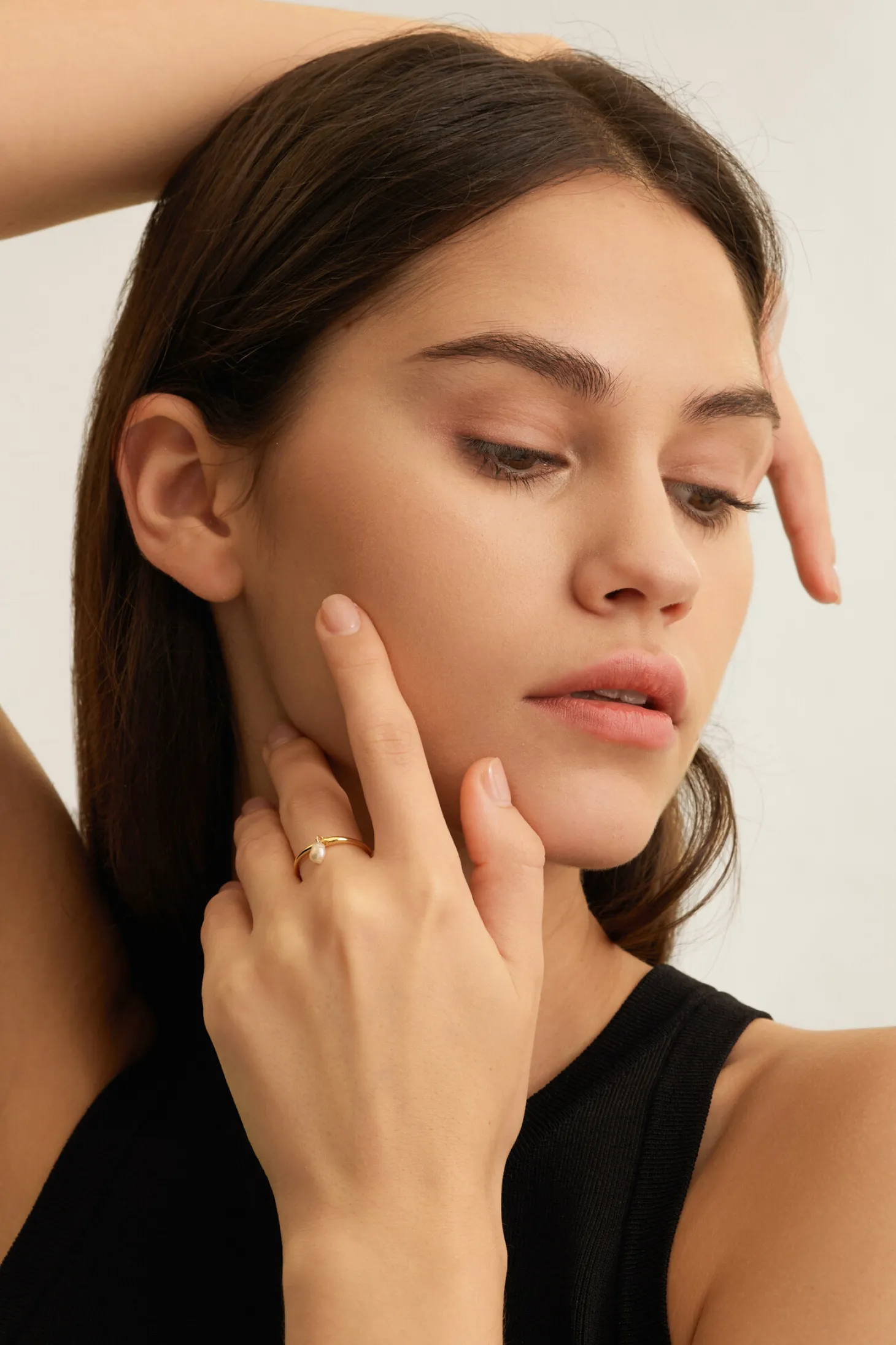 Les Soeurs Ring Ginette Pearl Gold Cheap