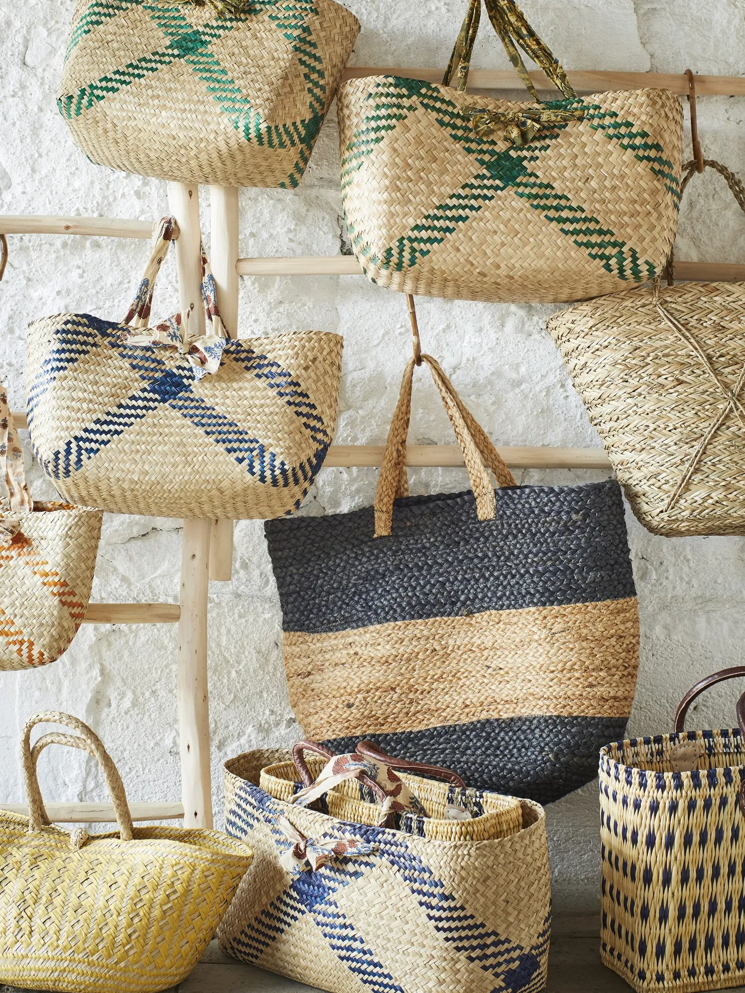 Madam Stoltz Seagrass Tas Met Katoenen Handvaten Medium Natural Outlet