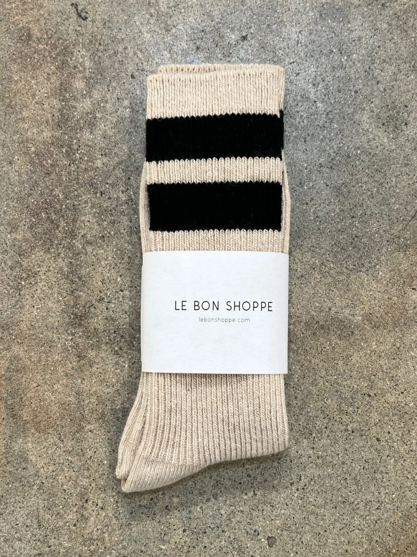 sokken_grandpa_varsity_3.webp Le Bon Shoppe Sokken Grandpa Varsity Oatmeal Black Stripe Sale