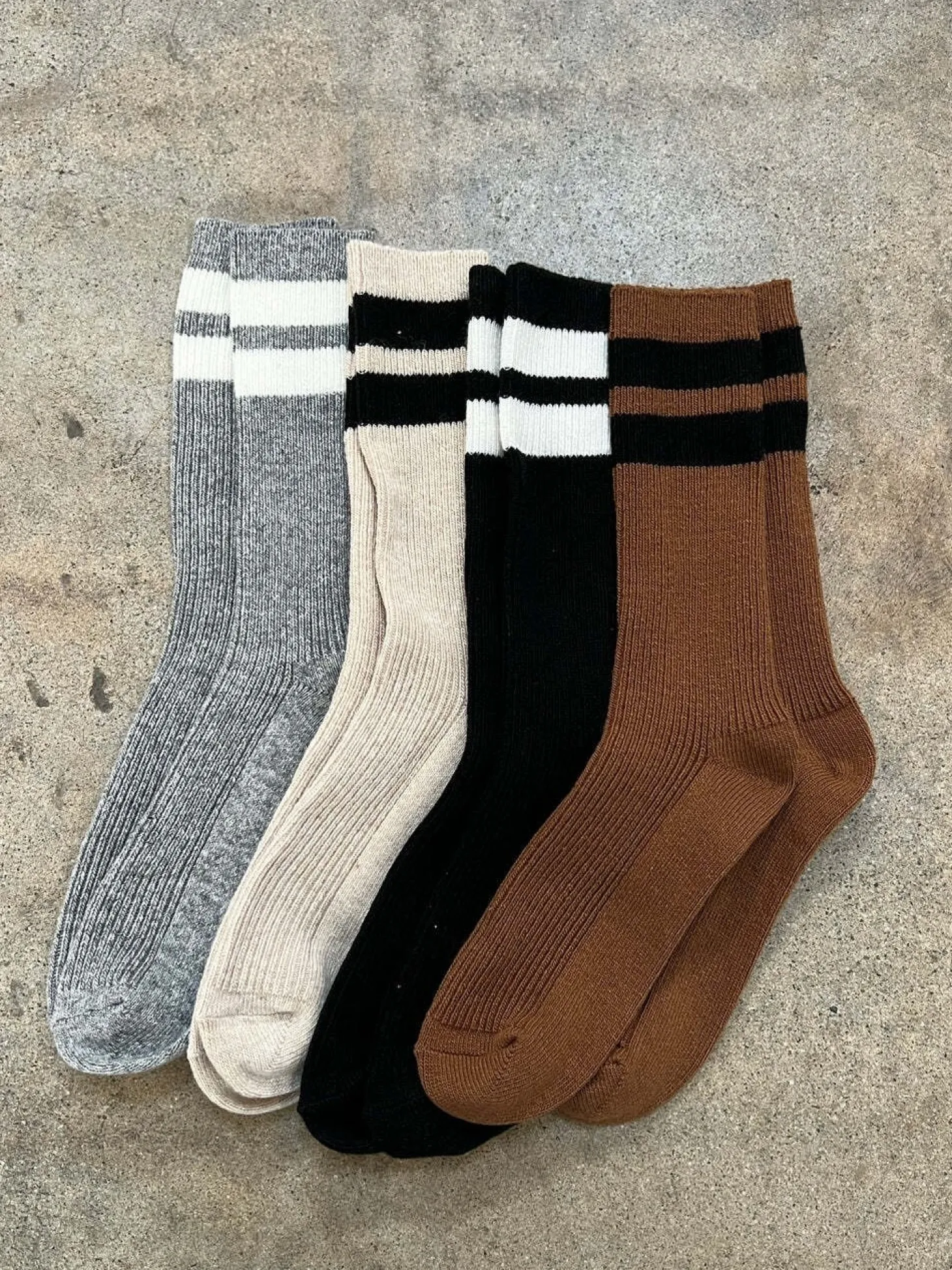 sokken_grandpa_varsity_4.webp Le Bon Shoppe Sokken Grandpa Varsity Oatmeal Black Stripe Sale