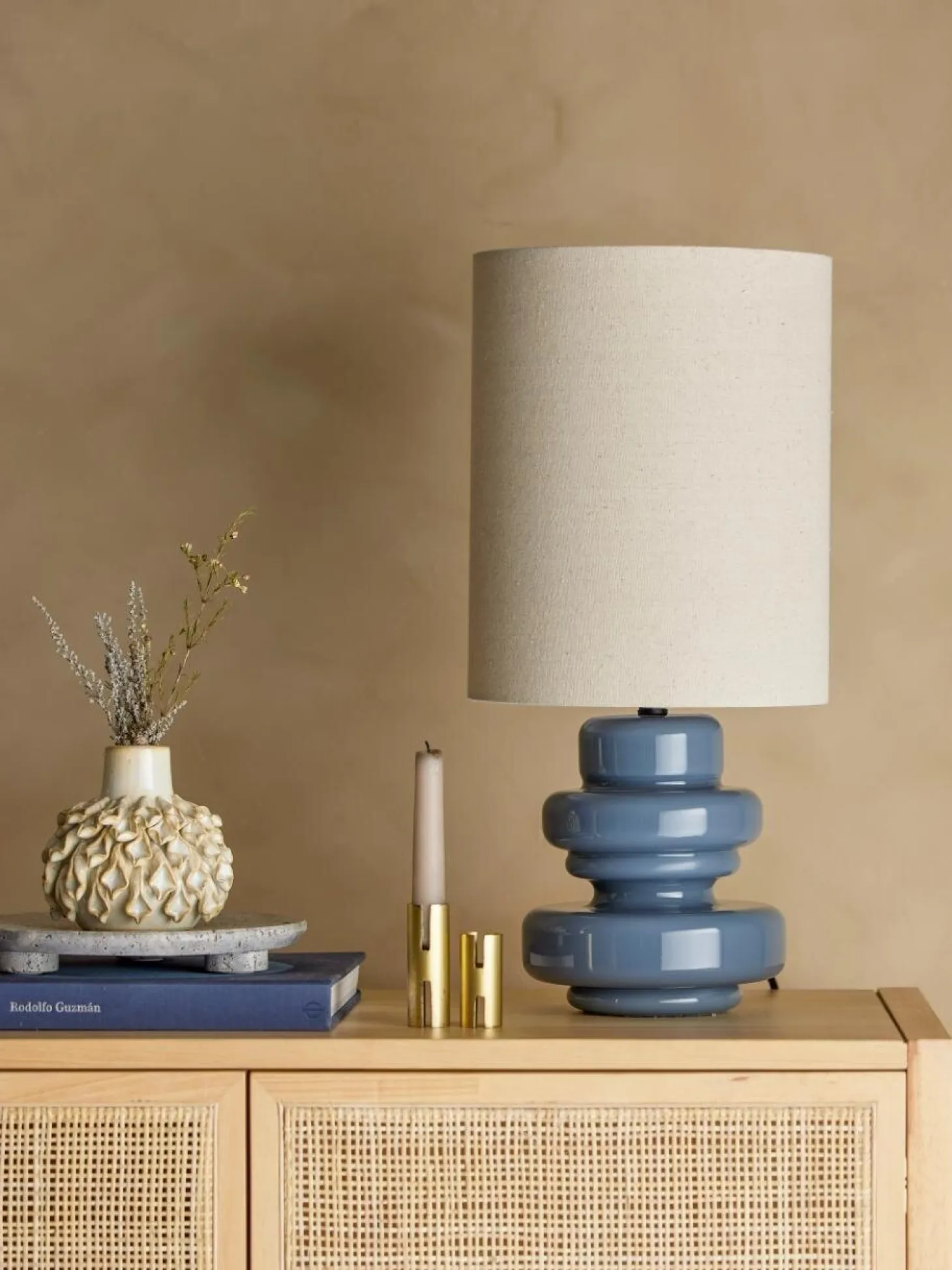 Bloomingville Tafellamp Fabiola Blue Glass Outlet