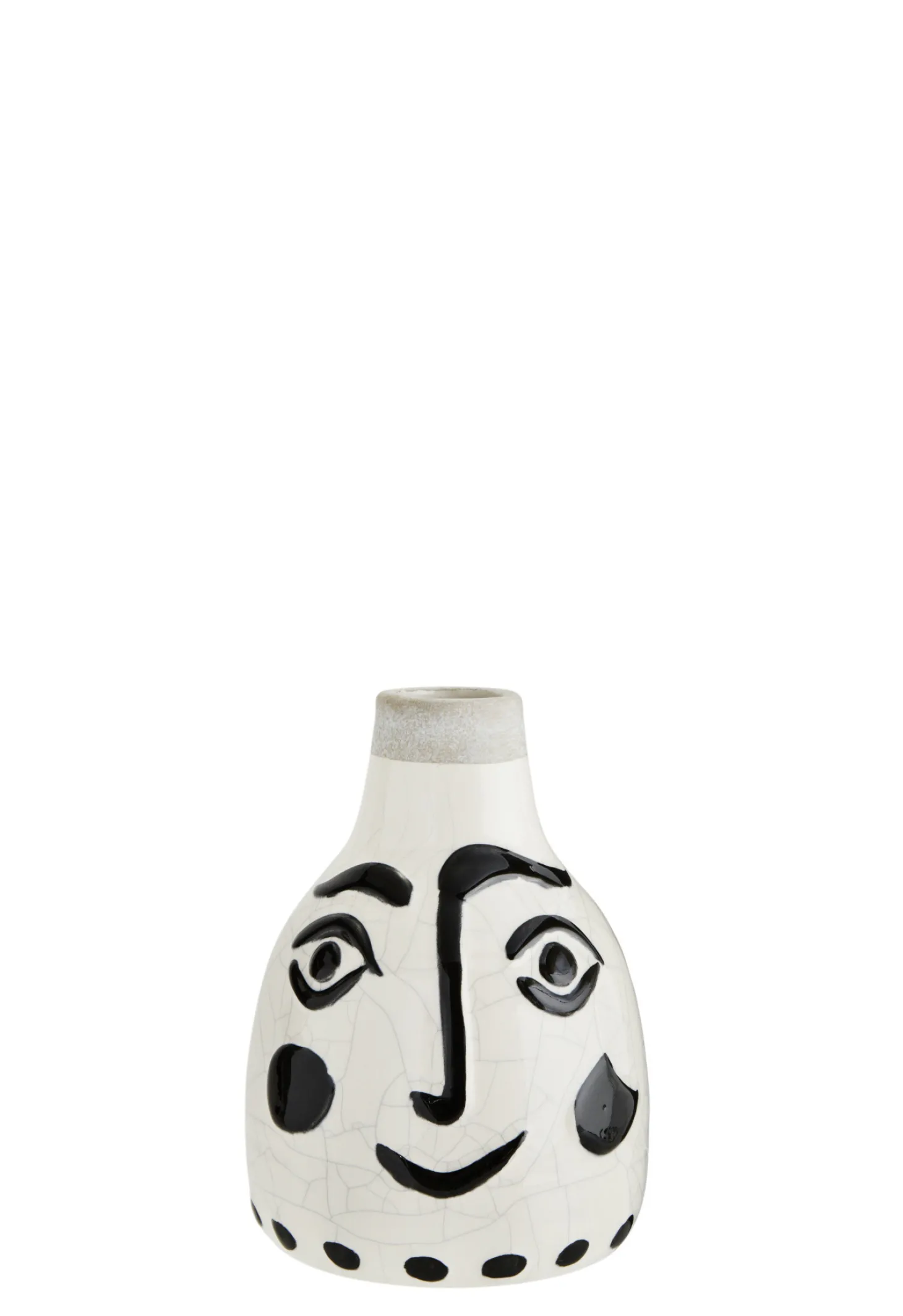 Madam Stoltz Terracotta Vaas Met Gezicht Black White Best Sale