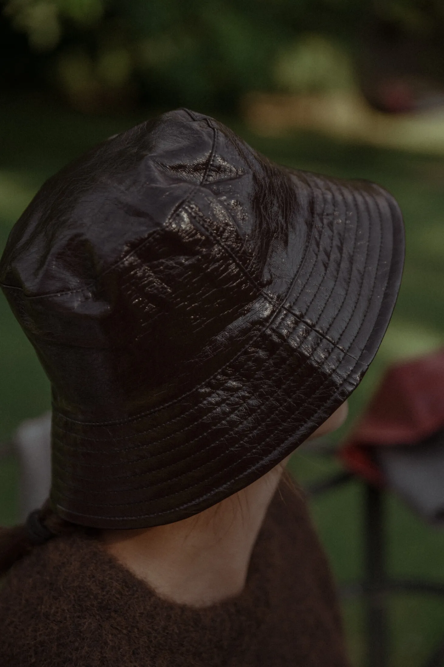 Les Soeurs Vegan Leren Bucket Hat Penny Dark Brown New