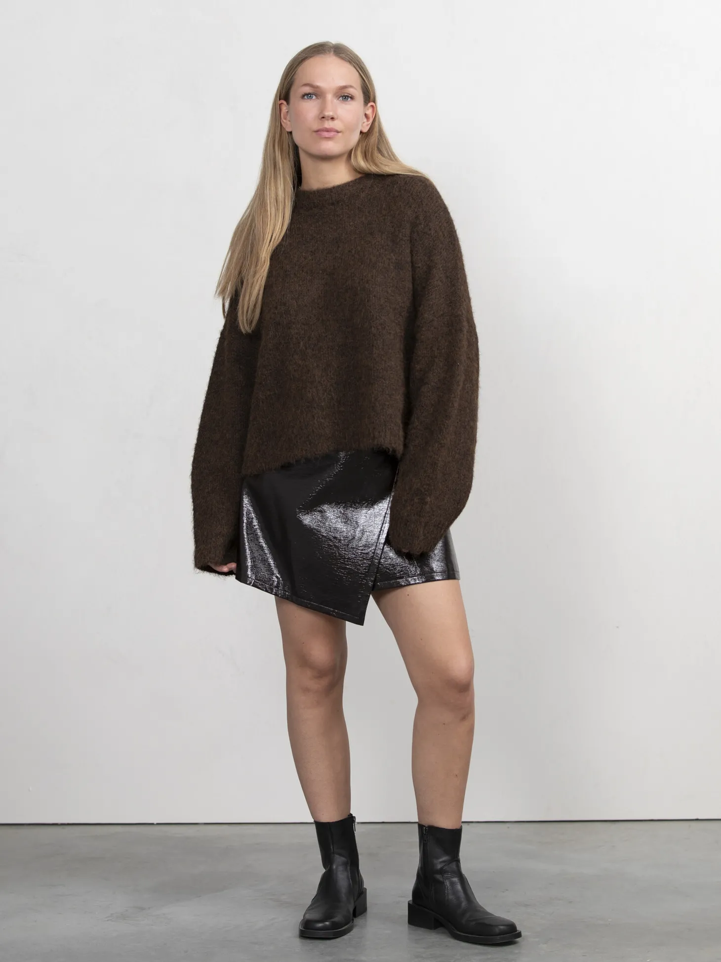 Les Soeurs Vegan Leren Mini Rok Avery Dark Brown Cheap