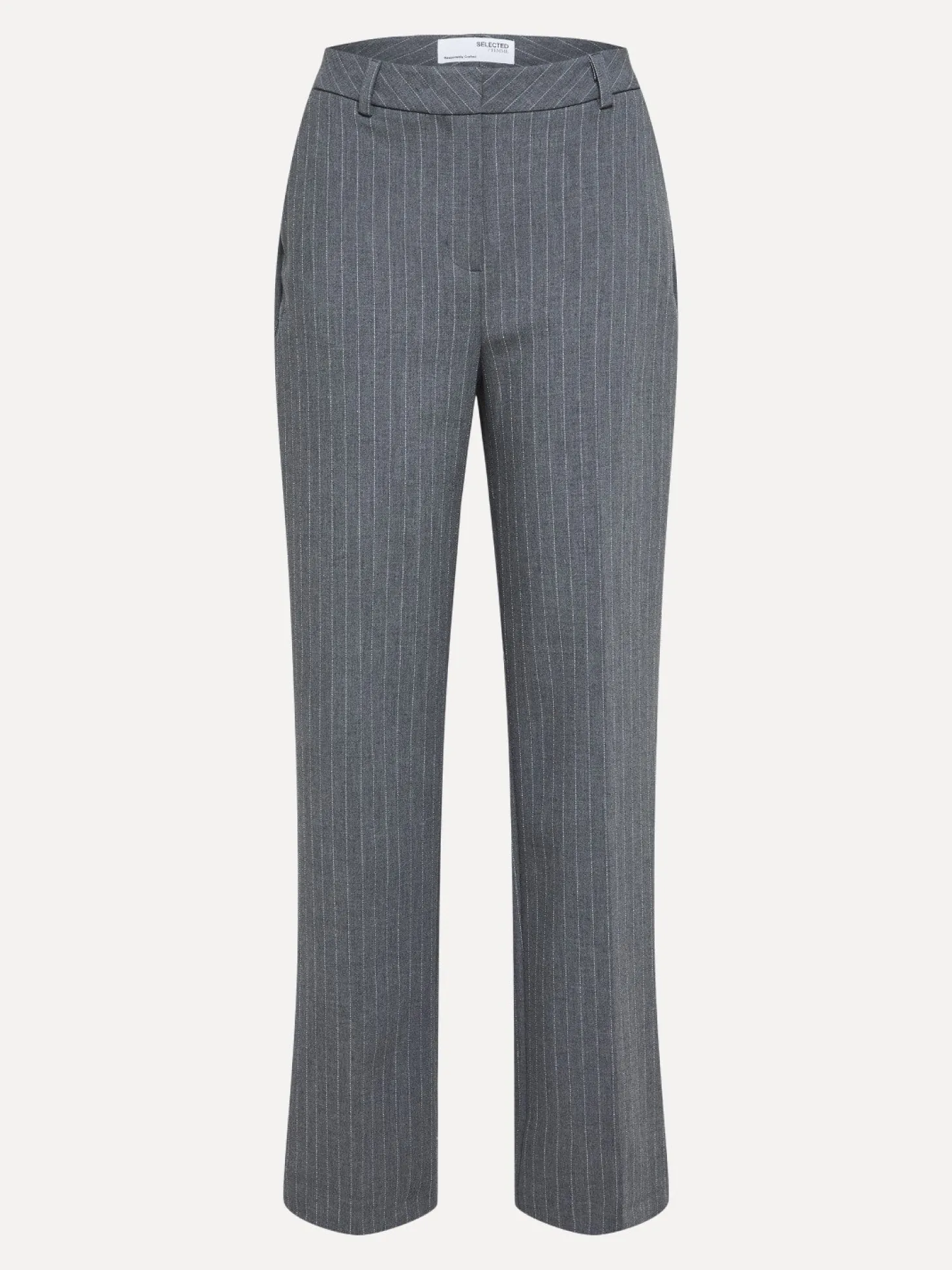 Selected Wide Leg Broek Myla Medium Grey Melange New